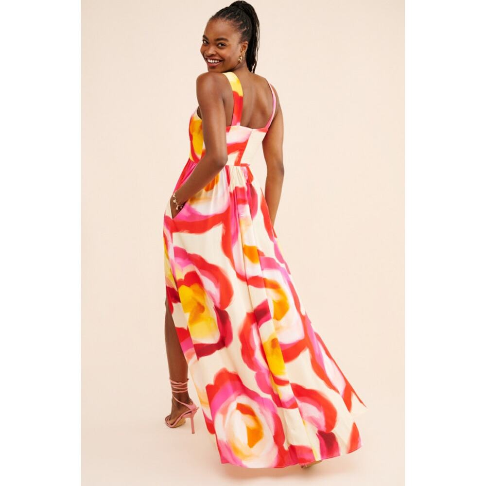 Amanda Uprichard Florence Floral Abstract Maxi Dress Size S - Picture 2 of 9